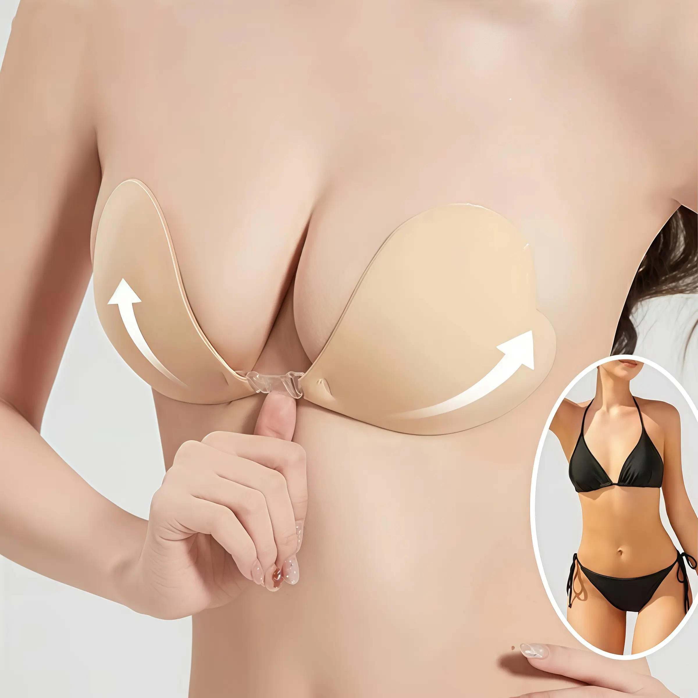 Heart-Shaped Self-Adhesive Push-Up Bra Pads, Invisible Strapless Lifted Nipple Covers, Breathable for Small Chest Wedding Wear
