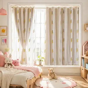 Wheat Ear Pattern Double-Layer Blackout Window Curtain, 1-Count Layered Fabric & Sheer Curtain, Home Decor Curtain for Bedroom & Living Room, Valentine's Day Gift #GLOBAL PICKS