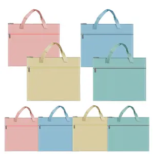 8 Pack A4 File Organizer Bags Canvas and Clear PVC Document Pouches for Office School Study Supplies Travel Paper Storage