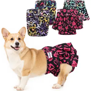 Female Dog Diapers Reusable No Tail Hole Period Panties Washable Diapers Female for Docked-Tail Frenchie French Bulldog Boston Terrier Without Tail (2 Pack Regular+2 Pack Skirts) U-WWDQB02S