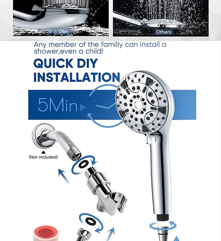 10-Function High-Pressure Handheld Showerhead Set with Spray Gun, Filtration, and Chlorine Removal