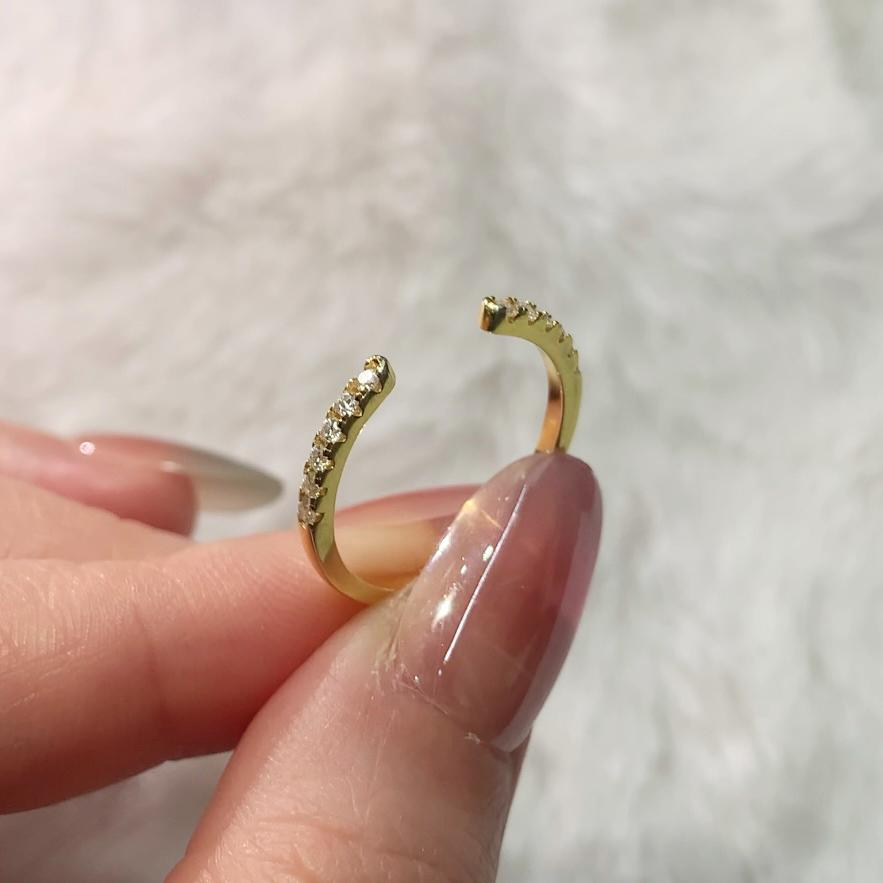 S925 Sterling Silver Adjustable Open Stackable Moissanite Ring-291(50%)