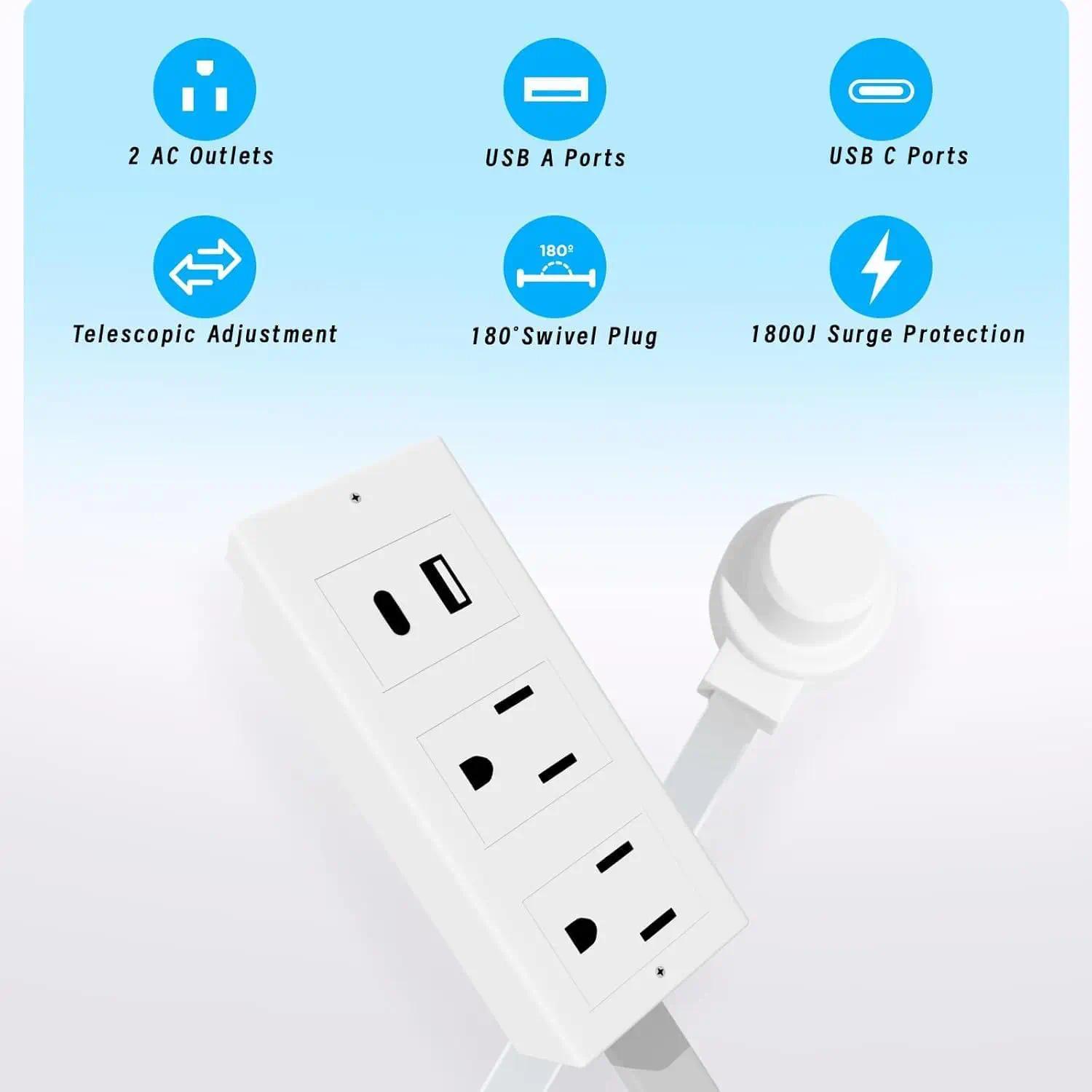 Electrical Outlet Extender with 22-34 USB-A & USB-C Ports, Wall Socket Plug Extends Hard-to-Reach Outlets, Built-in Phone Charging Ledge, ETL Listed Multi-Function Power Expander for Home, Office & Dorm Use