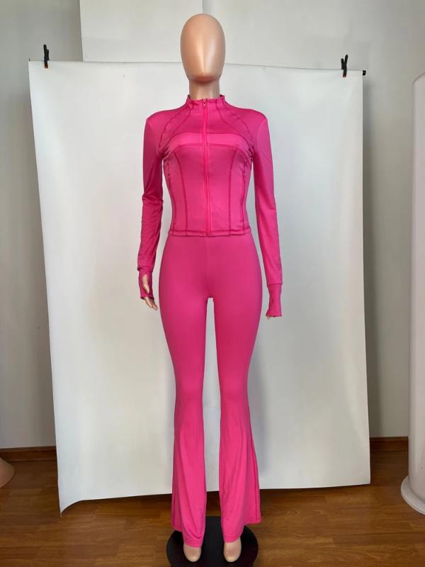 Fall Women Clothes Two Piece Flared Pants Tracksuits Set Casual Gym Active Wear 2 Piece Set Lounge Womens Matching Sets Womenswear Comfort