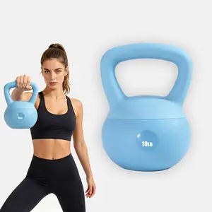 Ladies Indoor Beginner Soft Kettle Bell 10LB/15LB/20LB, Shock Absorbing Vinyl Safe Full Body Training Equipment