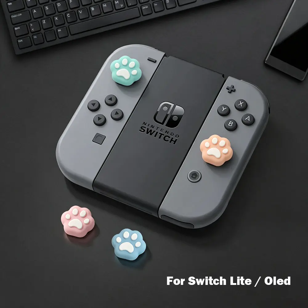 Cute Cat Paw Soft Silicone Joystick Cap, Anti-Slip Controller Protector, For Nintendo Switch/lite/oled, Gaming Accessories, Console Accessory