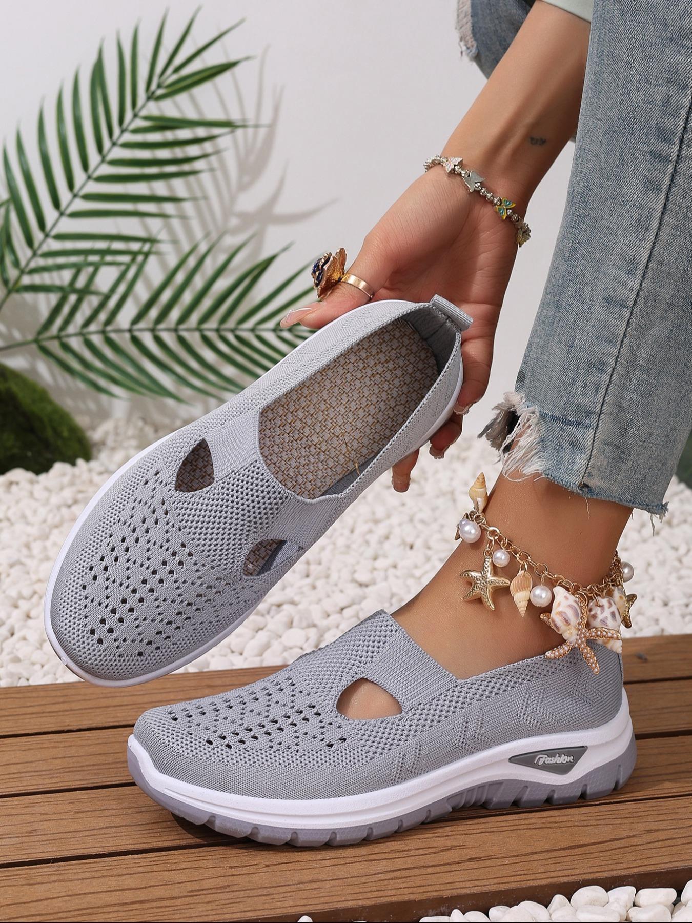 Women's Fashionable Plain Color Shoes, Casual Comfortable Breathable Shoes, Lightweight Slip Ons Breathable Shoes for Daily Wear