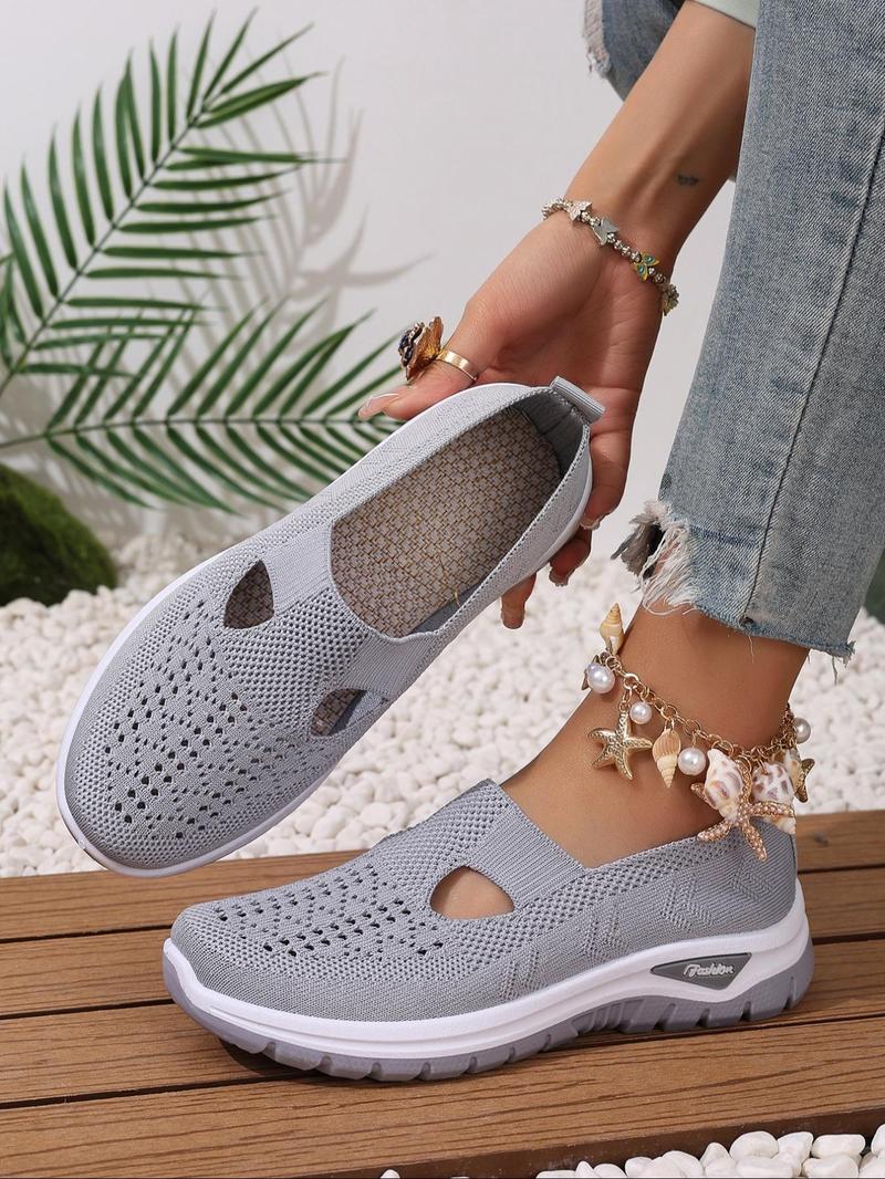Women's Fashionable Plain Color Shoes, Casual Comfortable Breathable Shoes, Lightweight Slip Ons Breathable Shoes for Daily Wear