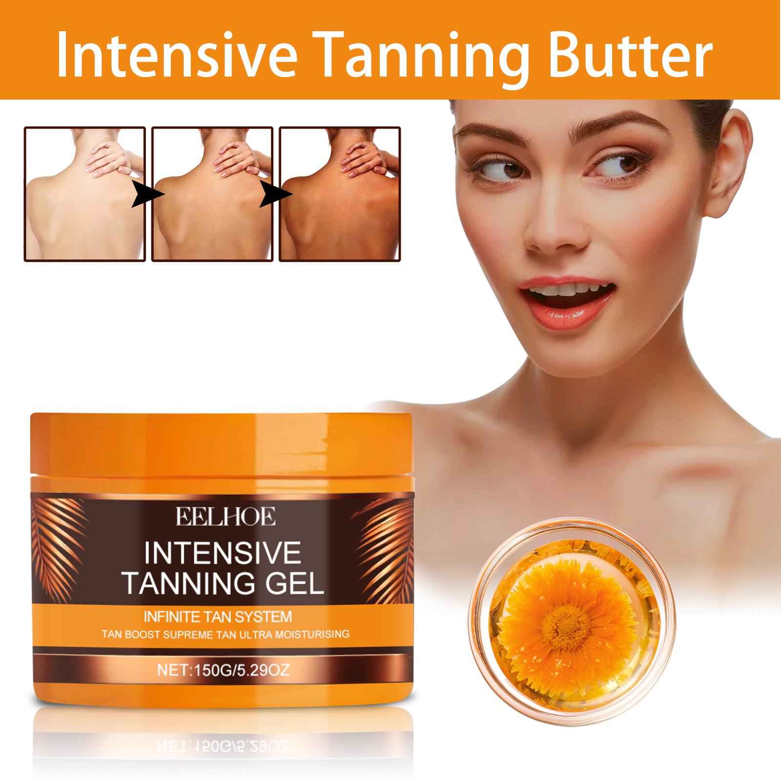 EELHOE Intensive Tanning Gel, Carrot & Walnut Seed Oil Natural Bronze, Calendula Soothing + Coconut Deep Hydration, Vitamin E Protection, Lightweight Non-Greasy Fast Absorbing for All Skin Hydrating Greasy Tanning Gel sun tan