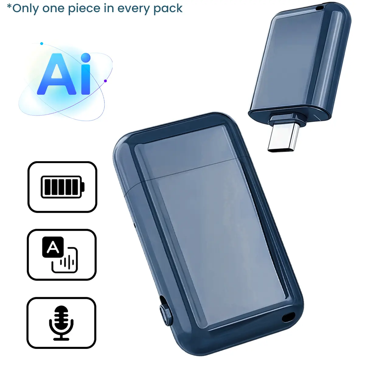 AI Meeting Notetaker Voice Recorder, 2-in-1 USB-C Flash Drive, 3 Modes Language Translation, Real-Time Speech-to-Text & Auto AI Summary, Long Hour Recording for Journalists Students Travelers