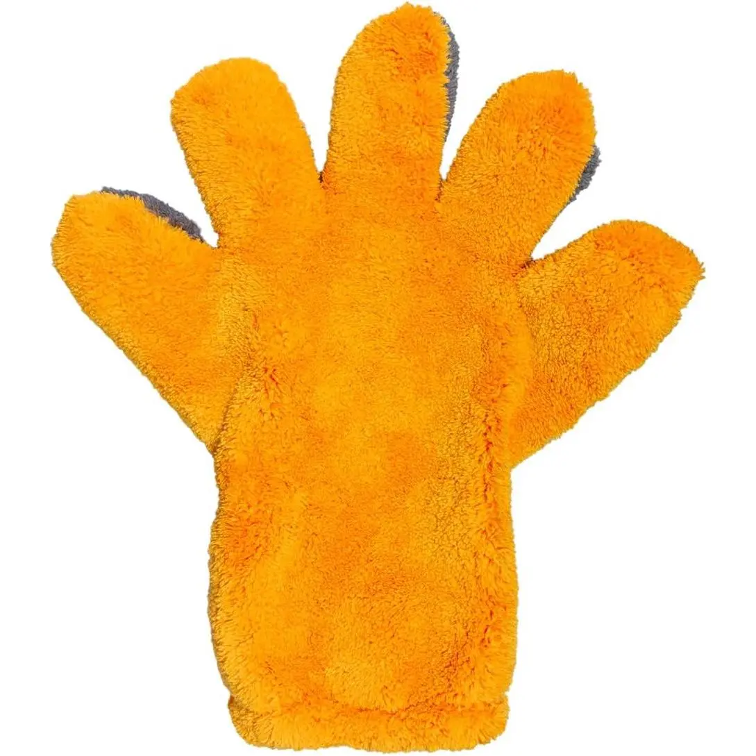 5 Finger Coral Fleece  Wash Mitt, No Scratch Microfiber Wash Mitt Auto Cleaning Glove with Elastic Wrist Cuff,  Double Sided Washing Glove  Dusting Mitt for  Detailing (1PC)