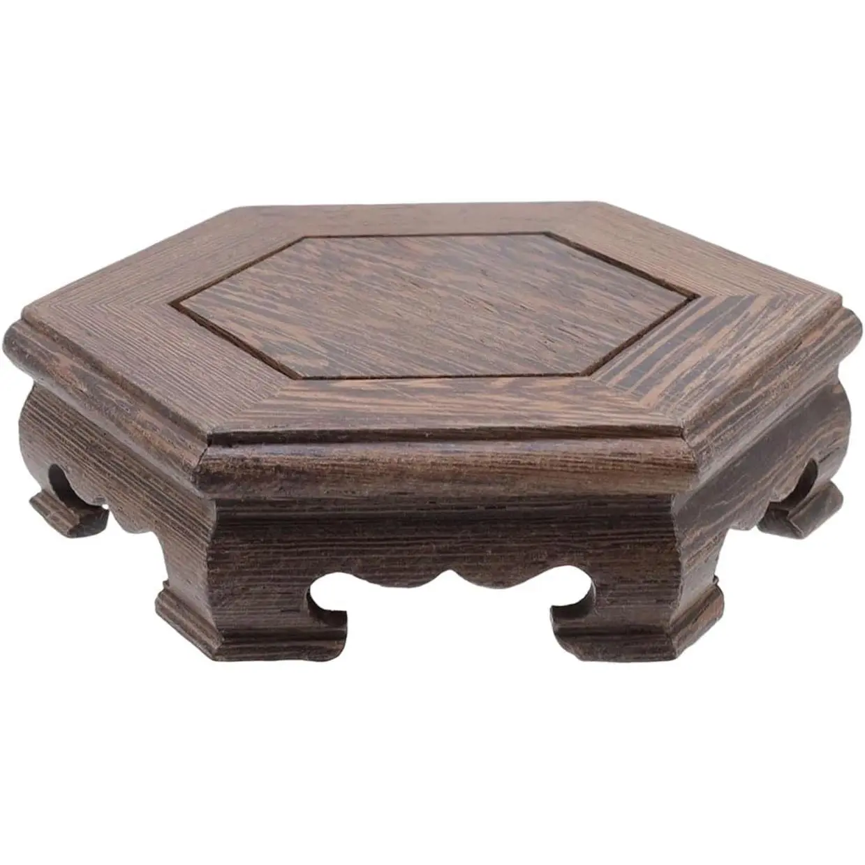 Furniture Wooden Display Stand Base Oriental Wood Round Pedestal Vintage Ebony Vase Lamp Teapot Base for Classy Crafts Statue Home Decoration, 4.84" Inner Diameter