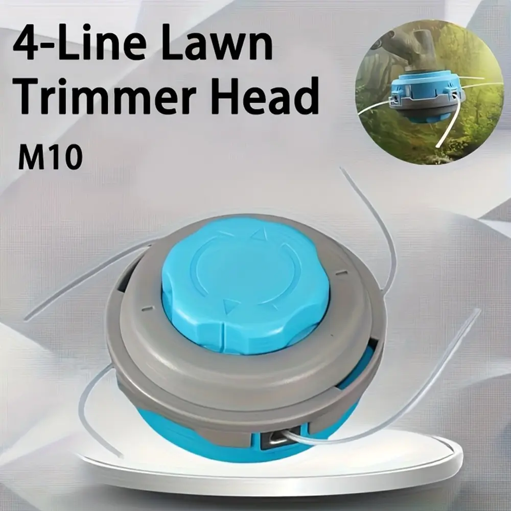 4 Line Grass Trimmer Head M10x1.25 Thread Universal Lawn Mower Replacement Bump Feed Durable String Trimmer Head Weed Eater Head for Garden Weeding Tools