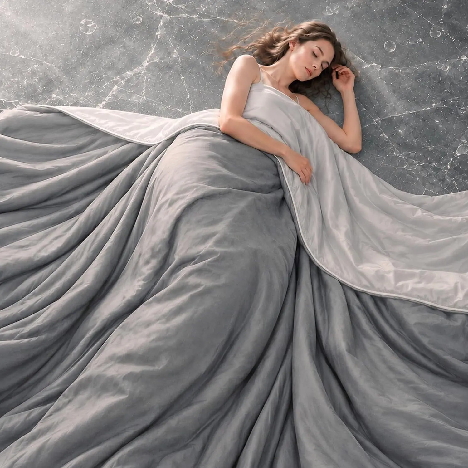 Cooling Comforter Queen Size, Cooling Blanket for Hot Sleepers, Q-Max 0.45 Reversible Summer Comforter, Lightweight Breathable Bedding for Night Sweats, Gray