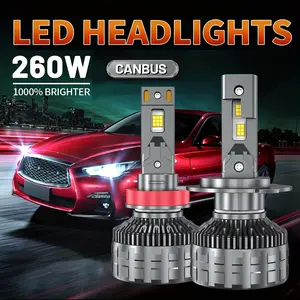 2-Pack H7/h4/h11 LED Headlights, 260w High Power, 6000k Turbo Light, Compatible with H1/h8/h9/hb4/hb3/9005/9006/9012/9007/hb5/9008/h13 Models