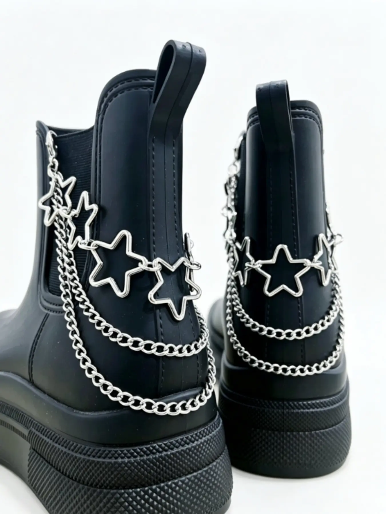 2pcs Hollow Star Pendant Multi-Layer Shoe Chain, DIY Shoe Decoration, Chic Plain Style, All Seasons, No Ca Prop 65, Shoe Chain Charm