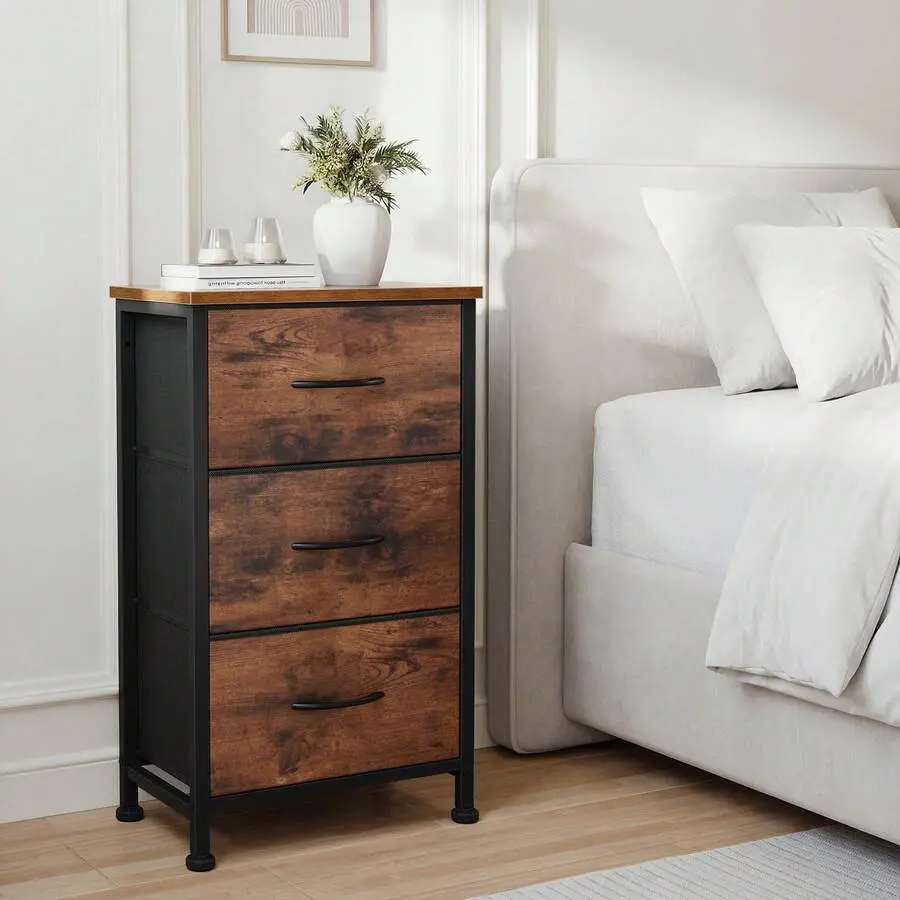 3 Fabric Drawer Dresser, Vertical Storage Organizer With Removable Fabric Drawers, For Living Room, Bedroom, Entryway,chabuildreark,farmhouse,coffee bar cabinet,lockable,,,unit,,jewelry,armoire,,tower,,bathroom,mirror,wooden