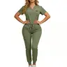 Women's Medical Scrubs Set, Anti-Pilling Lightweight Breathable Multi-Pocket Top & Side Pocket Jogger Pants for Hospital, Clinic & Spa Use Uniforms