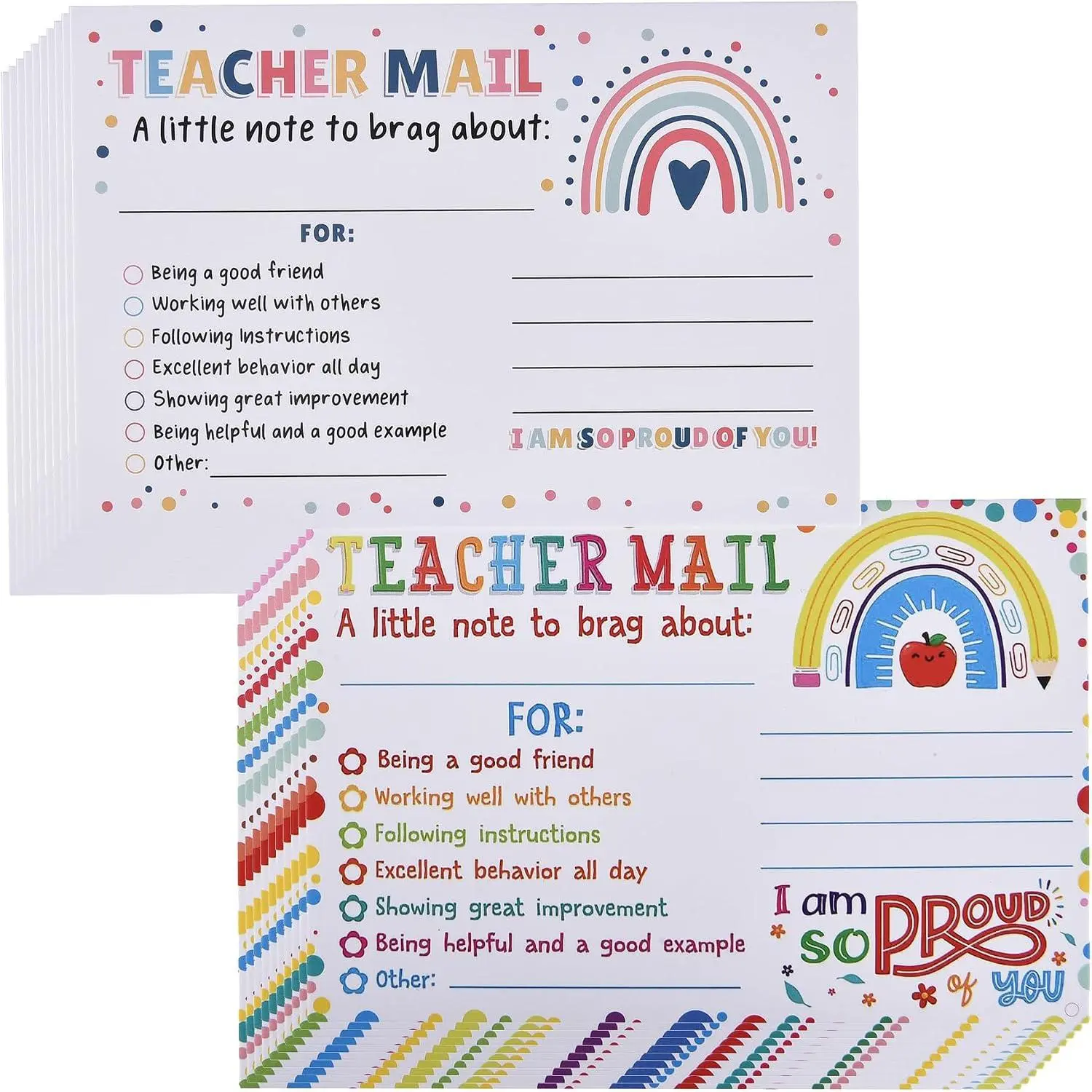 100 count 4×6" Brag Cards Teacher Mail Cards Notes  Haves to Parents | Mail to Parents,Classroom Supplies,Elementary and  Essentials