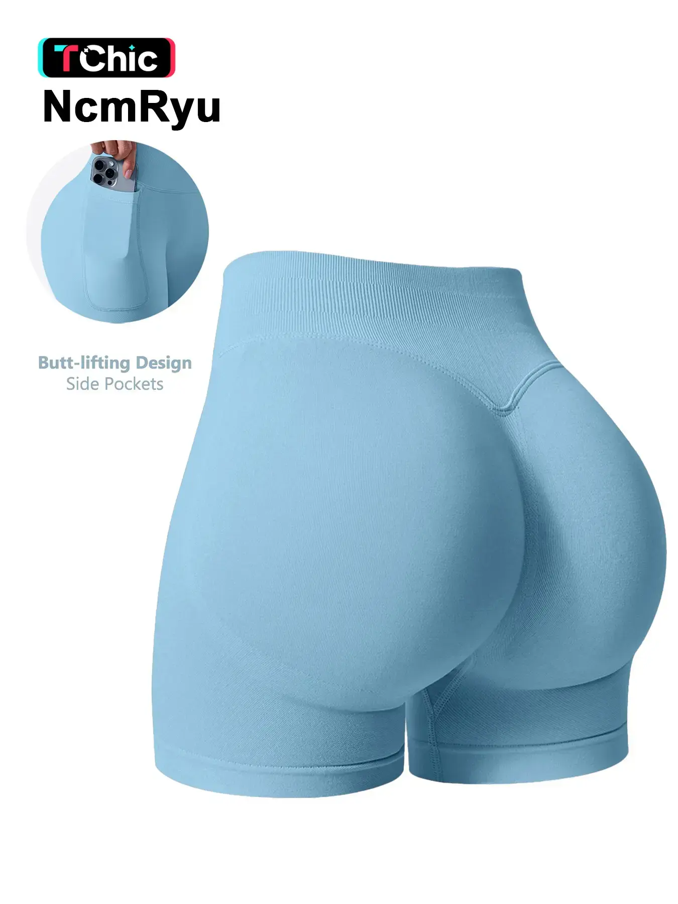 Women's High-Waisted Sporty Shorts, Seamless Stretch Fabric, 3D Sculpting Design, Anti-Roll Hem, Comfortable & Stylish, Seamless Athletic Shorts