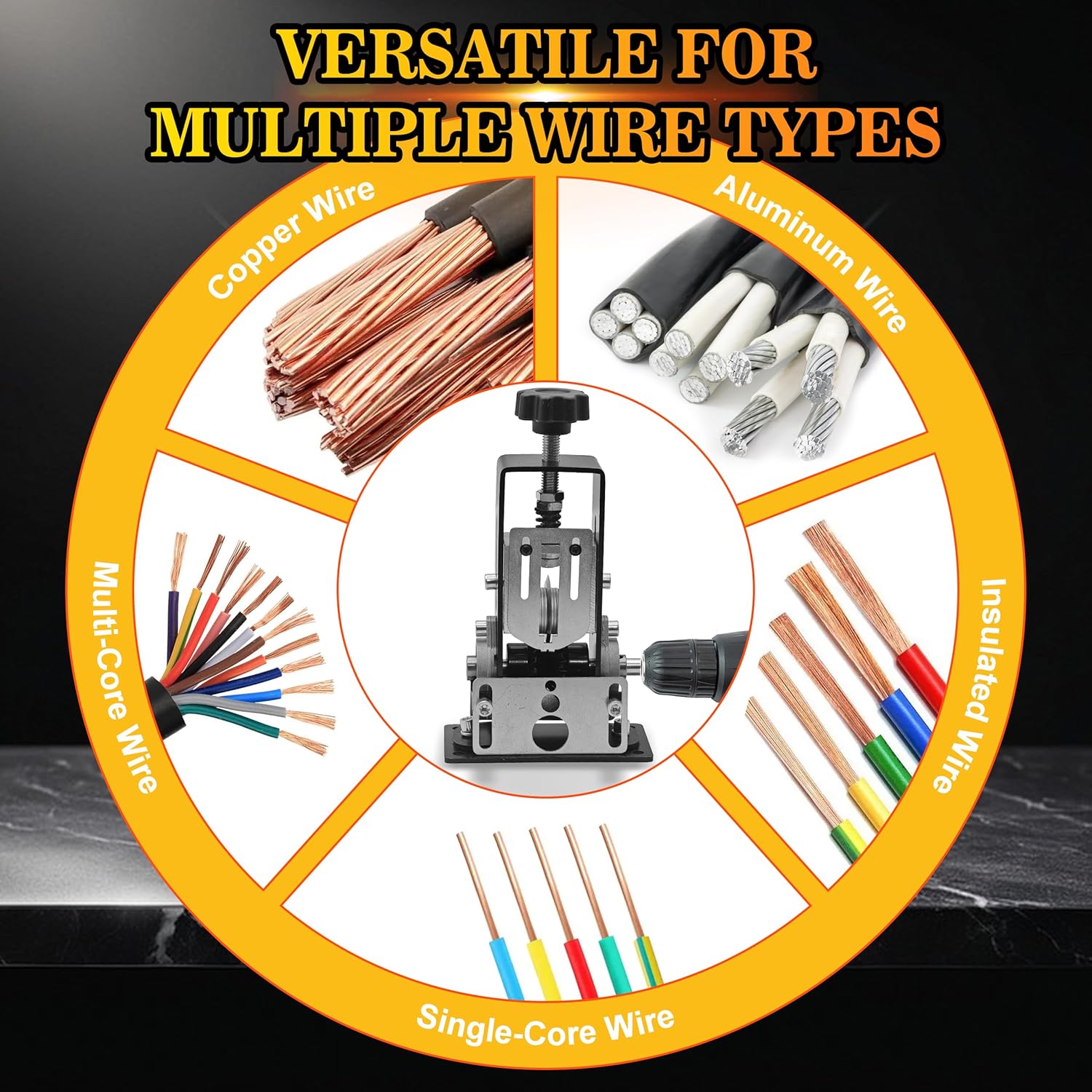 Manual Wire Stripper Machine, 1 Set Adjustable Wire Stripper Machine, Drill Powered Cable Wire Peeler Stripping Tool for Scrap Copper Wire Cable Recycling