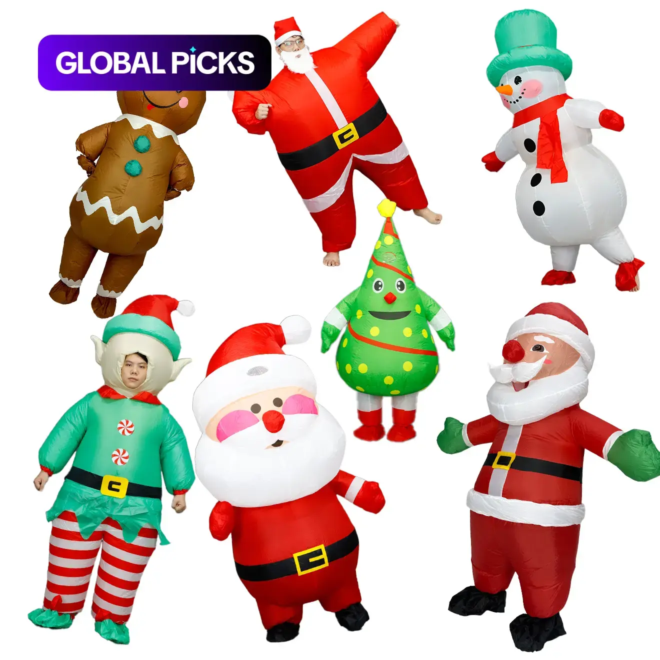 Classic Christmas Polyester Inflatable Costume, Youth/adult Size Fits 155-185cm, Includes Fan & Battery Box, Perfect for Festive Holiday Parties