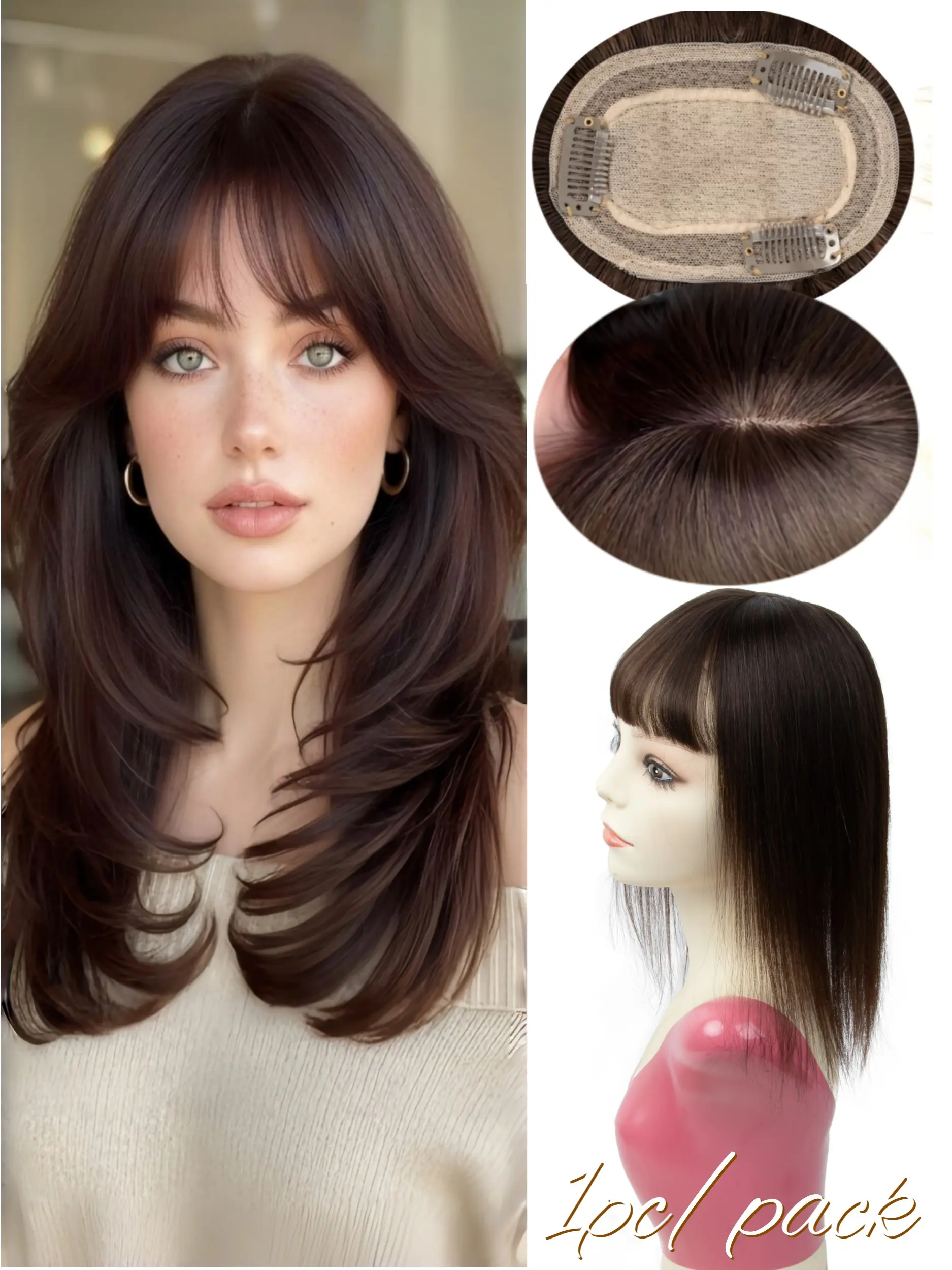 8x12 Real Human Hair Topper for Thin Hair, Blonde Wear & Go Hairpiece with 3 Clips, Breathable Seamless Design, Instant Volume for Women