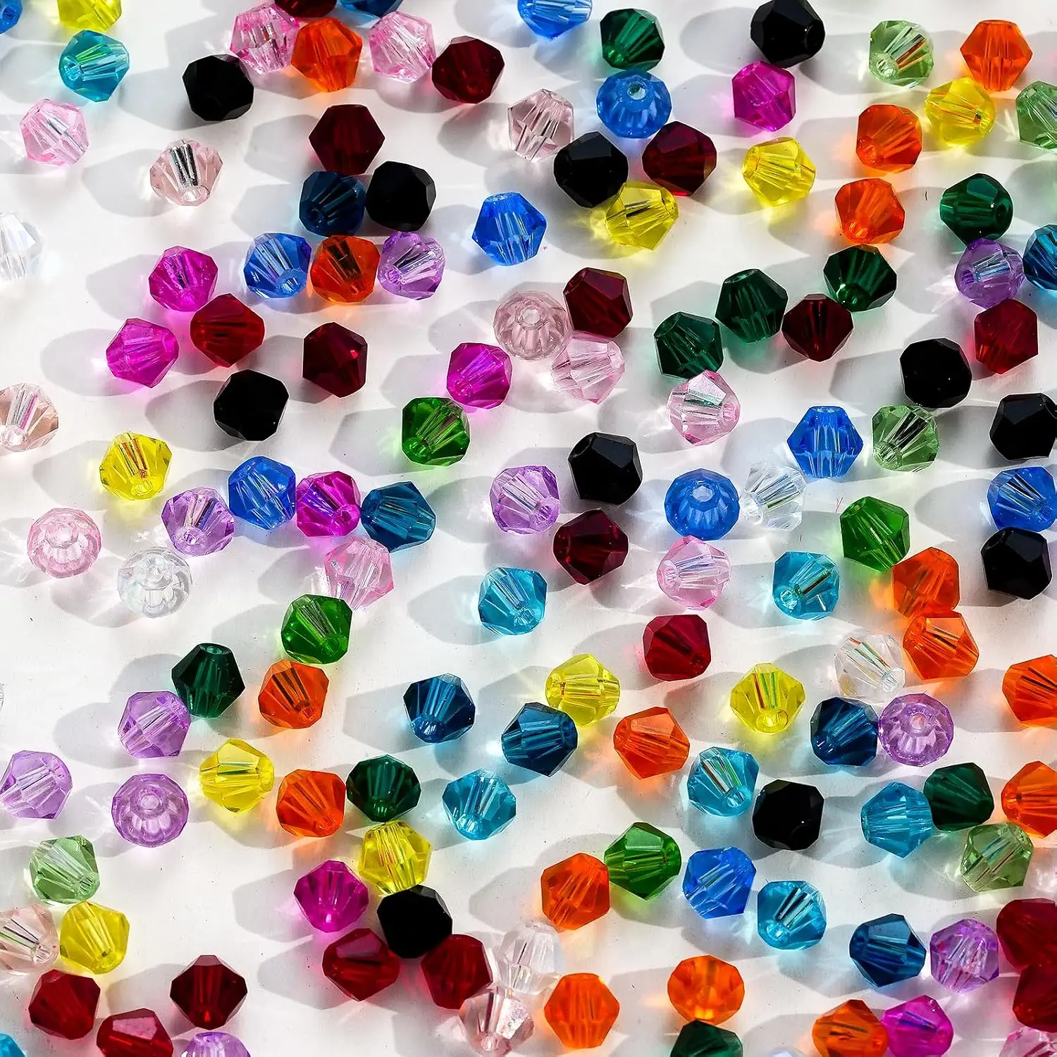 1000 count 4mm Bicone  Beads Faceted Spacer Loose Craft Beads Bulk for  Making Bracelets Necklace Earring Crafts ( Colors)