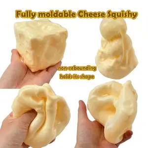 Fully Moldable Non-Rebound Cheese Squishy Soft Gel Stress Ball, Filled with Petroleum jelly Cheese Squishy ,Giant Cheese Block 6&7cm for ASMR Relaxation, Viral Fidget Gift for Anxiety Relief