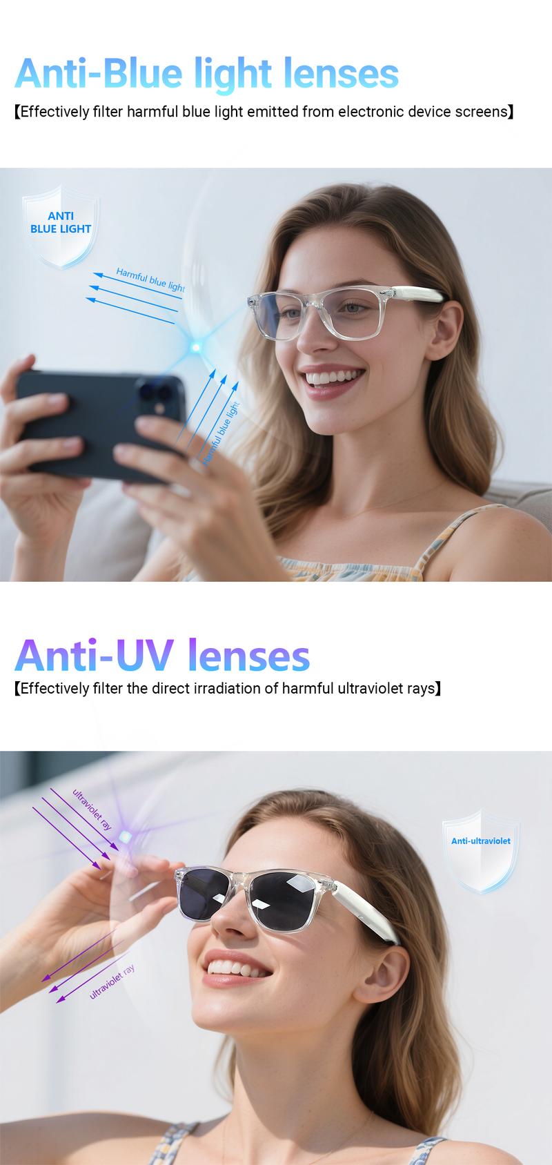 KOIPSSE smart glasses AI translation headphones TWS wireless smart device HIFI sound quality multi-function glasses BT5.4 black technology glasses unisex dual touch rechargeable long battery life can make phone calls sunglasses, Smart Audio Glasses KOIPSSE smart glasses AI translation headphones TWS wireless smart device HIFI sound quality multi-function glasses BT5.4 black technology glasses unisex dual touch rechargeable long battery life can make phone calls sunglasses, Smart Audio Glasses