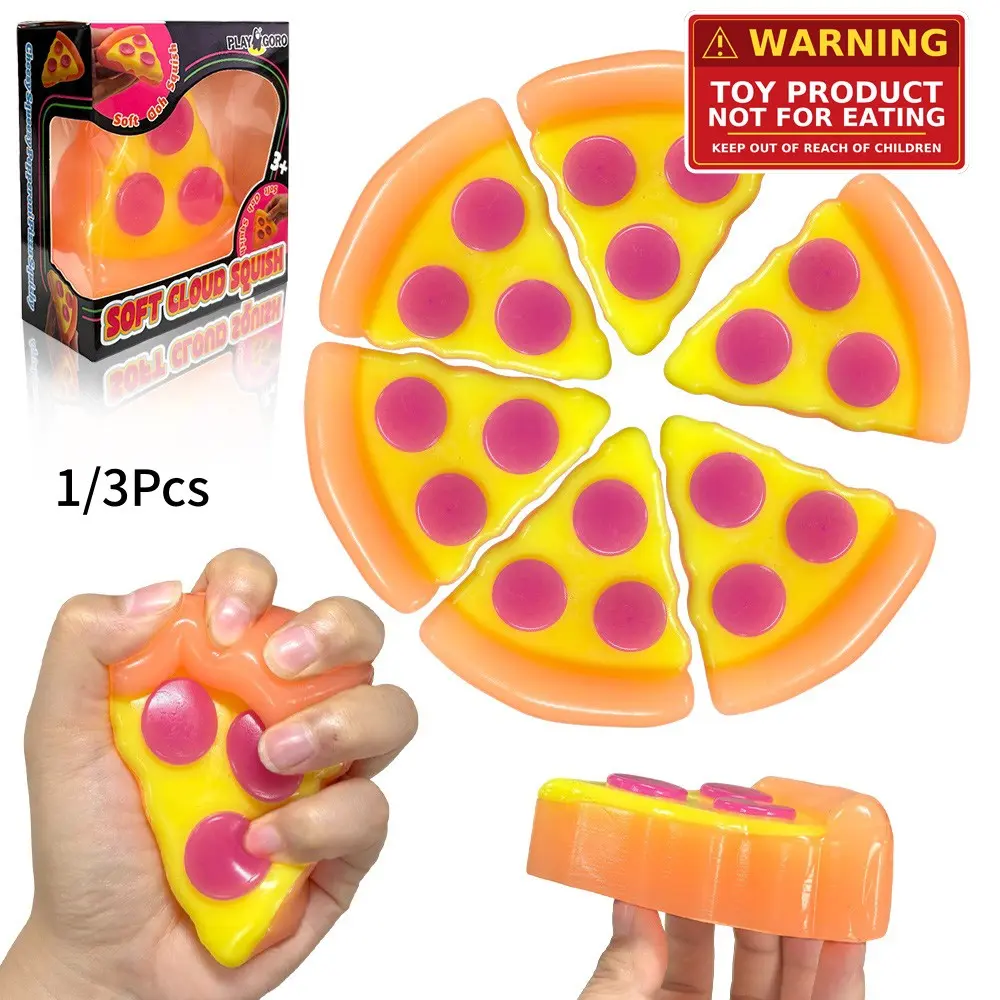 1/3 Pack Pizza Squeeze Toy, Sensory Stress Relief Toy, Soft Cake Pressure Ball, Birthday Party Gift, Anxiety Relief Toy, Squishy Stress Relief, Soft Sensory Fidget, Stress Relief Gadget, Stress Relief Squishies
