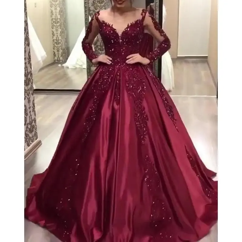 new European and American foreign trade women's independent station hot stamping big swing sexy long dress tailing banquet evening dress