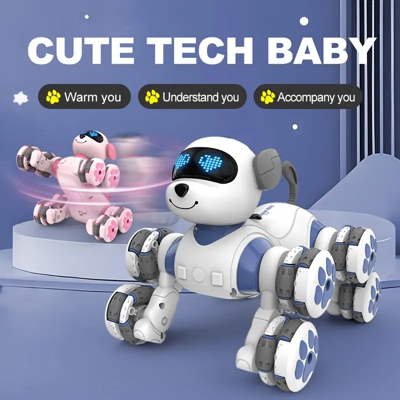 Eight-Wheel Q-Meng Smart Robot Dog, Multifunctional Robot Dog with a Built-in 500mAh, 3.7V Lithium Battery