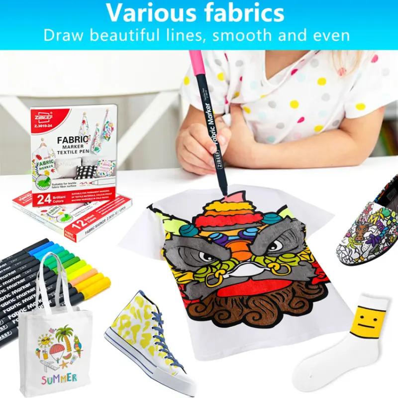 30 Color/24 Color/12 Color Set Fabric Marker Pens, DIY Round Tip Art Brushes, Hand Drawing Graffiti Markers, Canvas Bag Painting Pens
