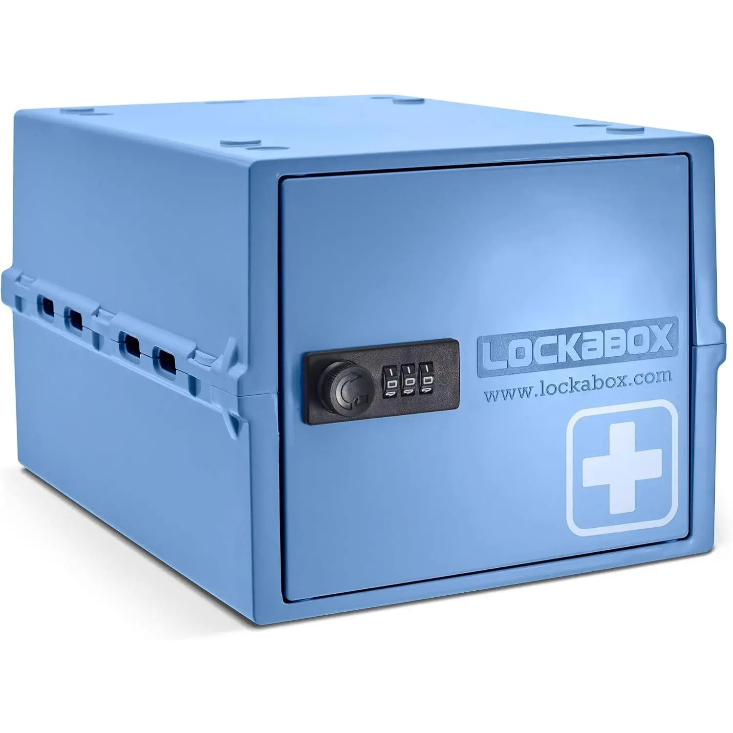 Premium Medium Medicine Lock Box With Code for Medicines Vitamins Supplements, External Size 12 x 8 x 6.6 Inches (Medi Blue)