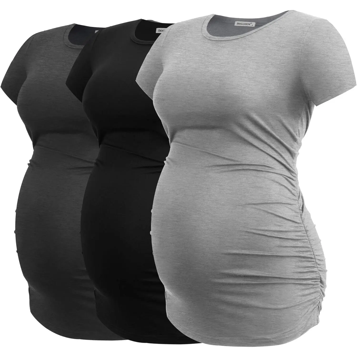 Women's Maternity Tops Side Ruched Tunic T-Shirt Pregnancy Clothes