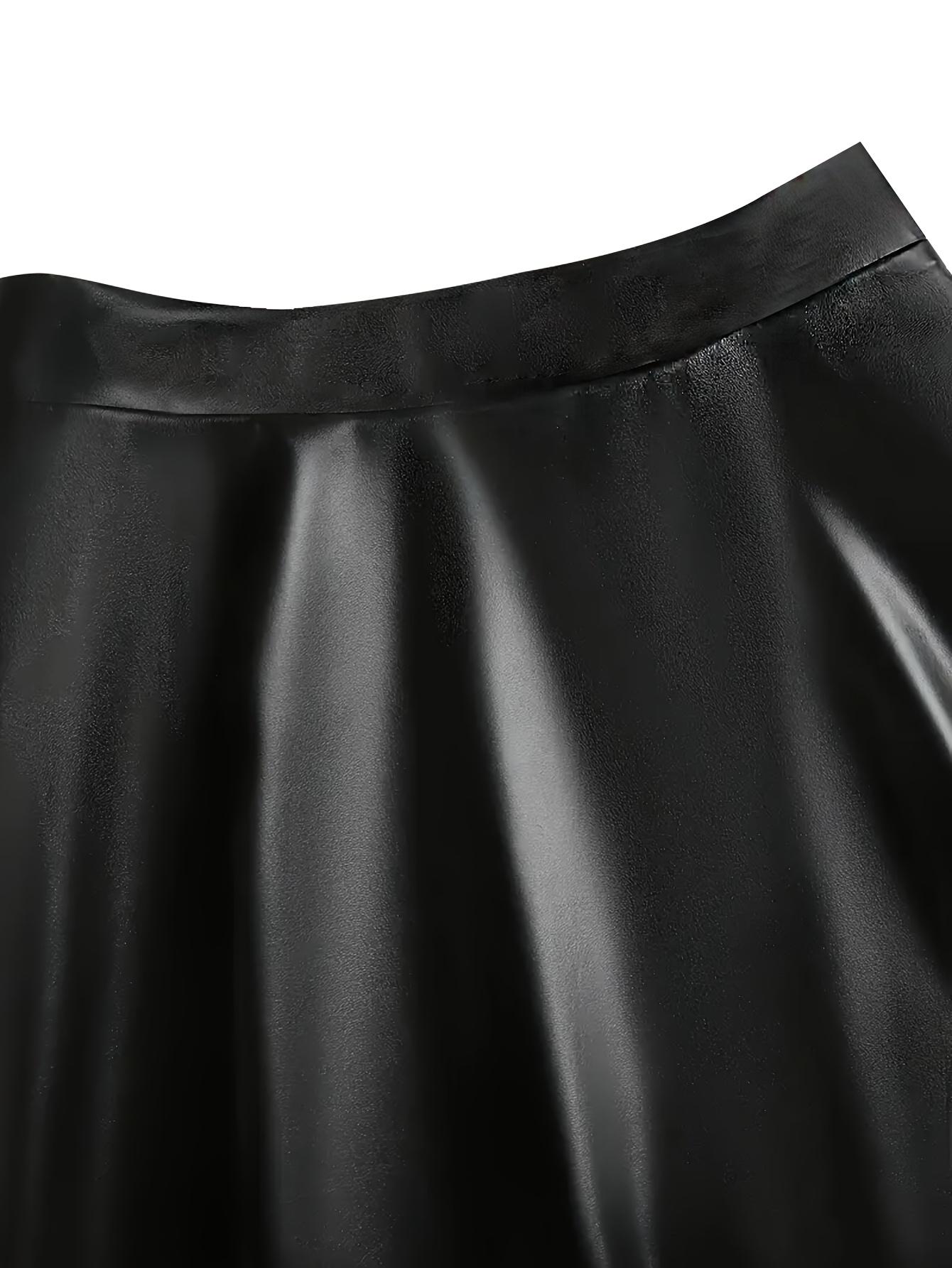 Elegant PU Leather Skirt, High Waist Slimming Pleated Design, Fashionable Women's Clothing for Fall & Winter Seasons