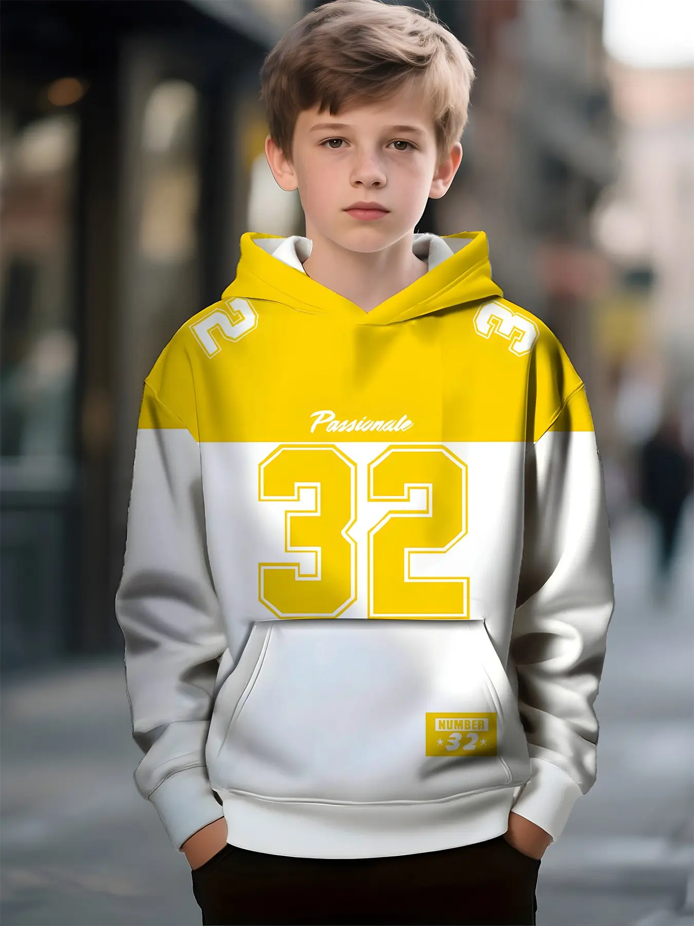 Boys' Casual Hooded Sweatshirt, Star Print Fashion Football Shirt, Fall Winter Sports Top, Gym Wear, Daily Wear, Loose Fit