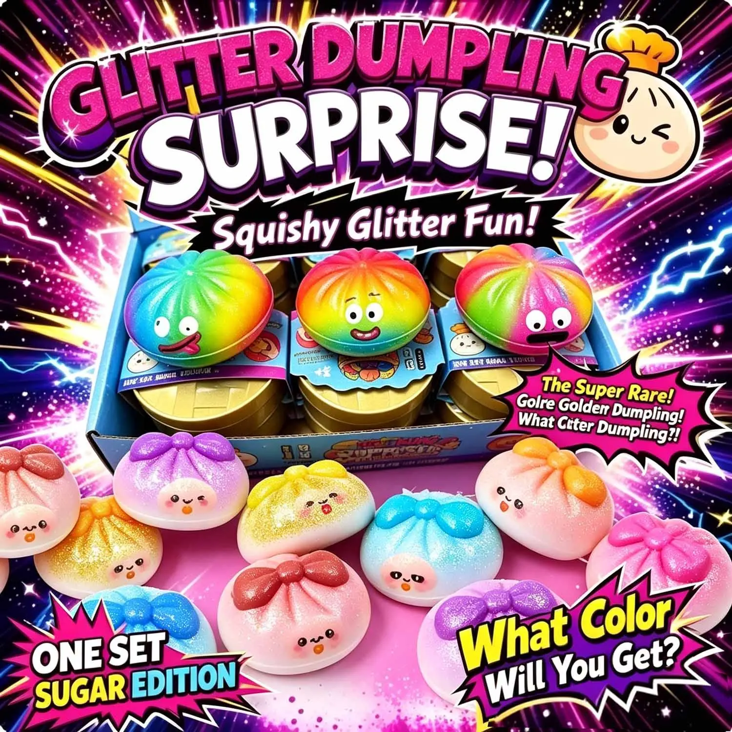 12-Piece Dumpling Squishy Stress Relief Toy,TPR Material,Cute Steamer Box Packaging,Summervibes Gift for Kids & Anime Fans