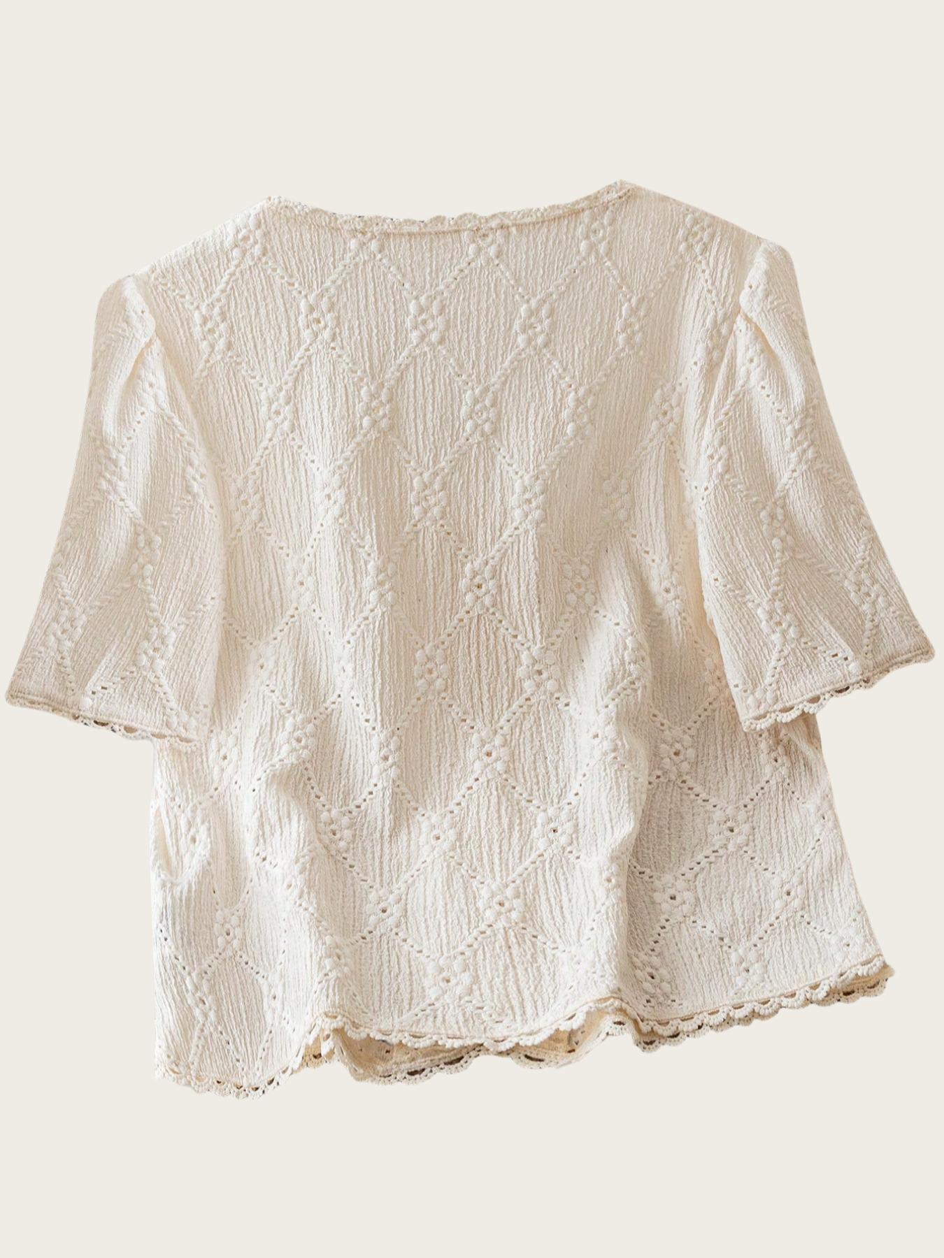 Women's Plain Short Sleeve Button Fitted Blouse, Casual Basic Top for Daily Wear, Ladies Clothes for All Seasons