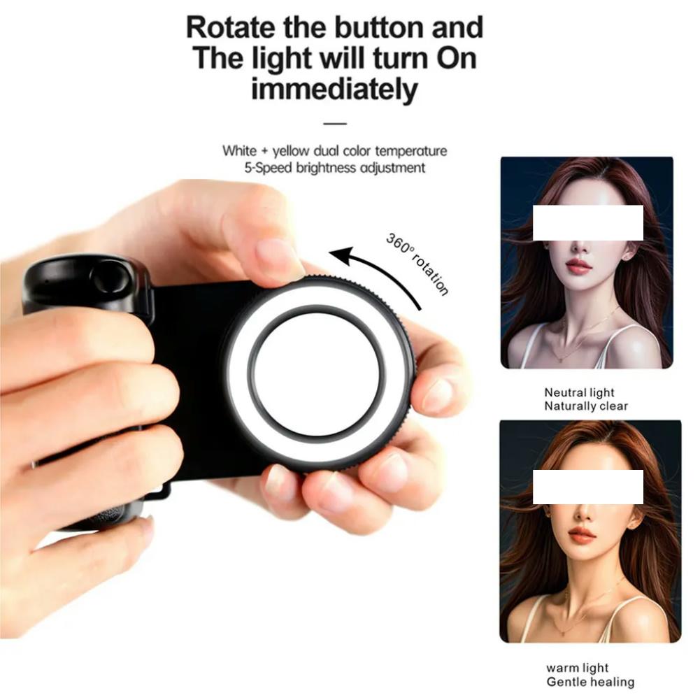 Magnetic Selfie Handle, USB Rechargeable Phone Selfie Handle with, Adjustable Camera Stabilizer for iPhone & Android, Selfie Ring Light, Smartphone Camera Accessories