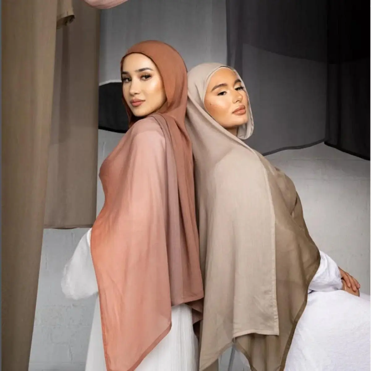 Ramadan Gradient Rayon Modal Hijab Scarf for Muslim Women Ombre Premium Headscarf Shawl Wraps Soft Fashion Turban Head Wraps