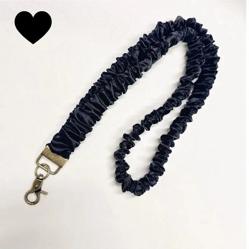 Stretchy Scrunchie Lanyard For Id Badges & Keys, 17.5‑30 Inch Expandable Hypoallergenic Fabric Lanyard, 360‑Degree Rotatable Metal Base With Sturdy Spring Clasp, Adjustable Comfort Accessory For Work And Travel