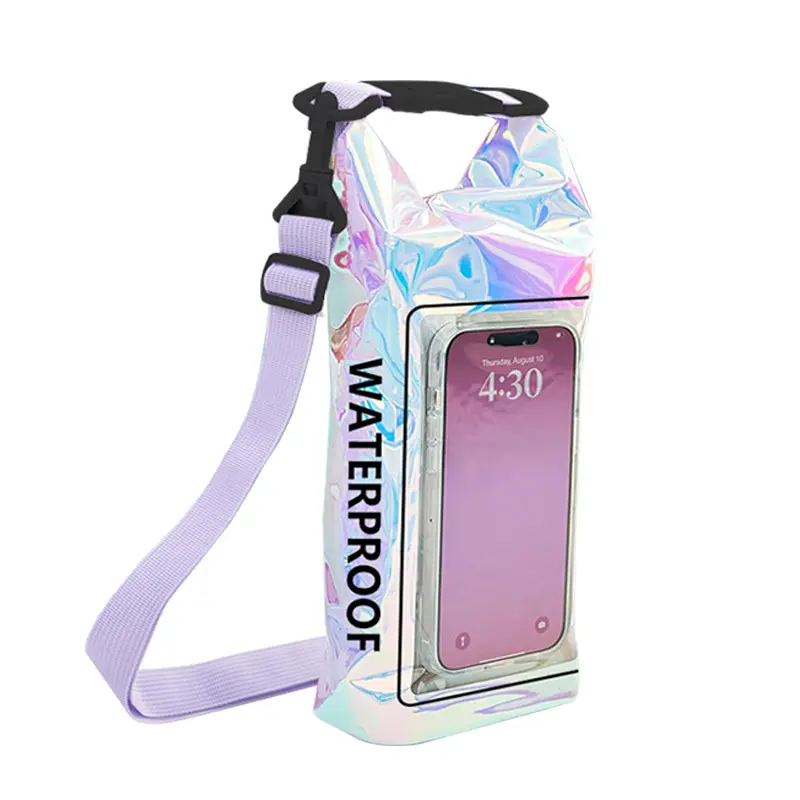 3-Way Wear Holographic Waterproof Cellphone Dry Bag - Adjustable Floating Touch Screen Crossbody Pouch with Lanyard, Handheld Shell for Summer Water Sports, Boating (b49046) - Android Device Protection