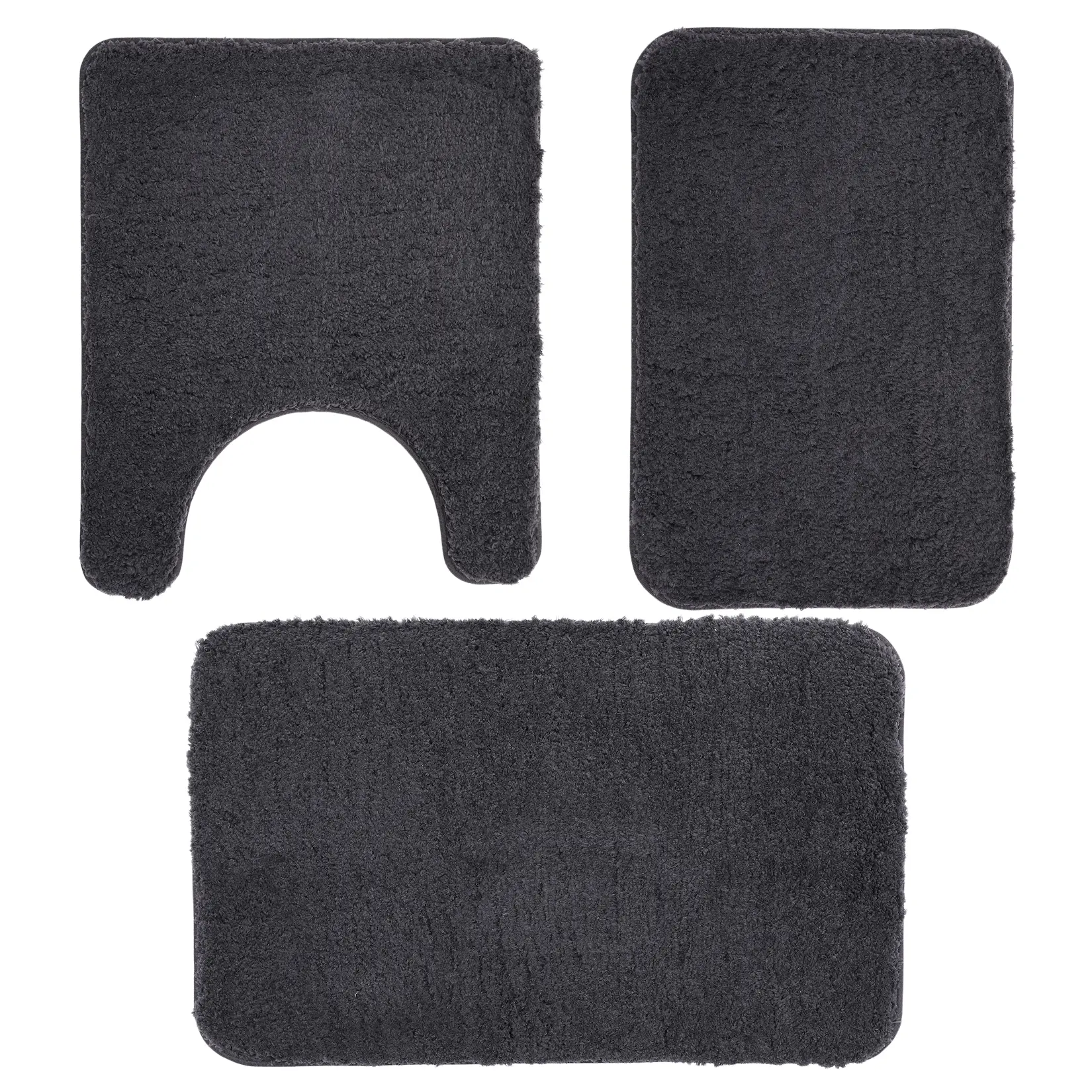Garvee Non-Slip & Quick-Drying Bathroom Rug Set – 3 Piece Microfiber Bath Mats, Absorbent, U-Shaped Toilet Rug, Durable & Machine Washable – Polyester, Dark Gray, Size: U50*60+40*60+50*80cm