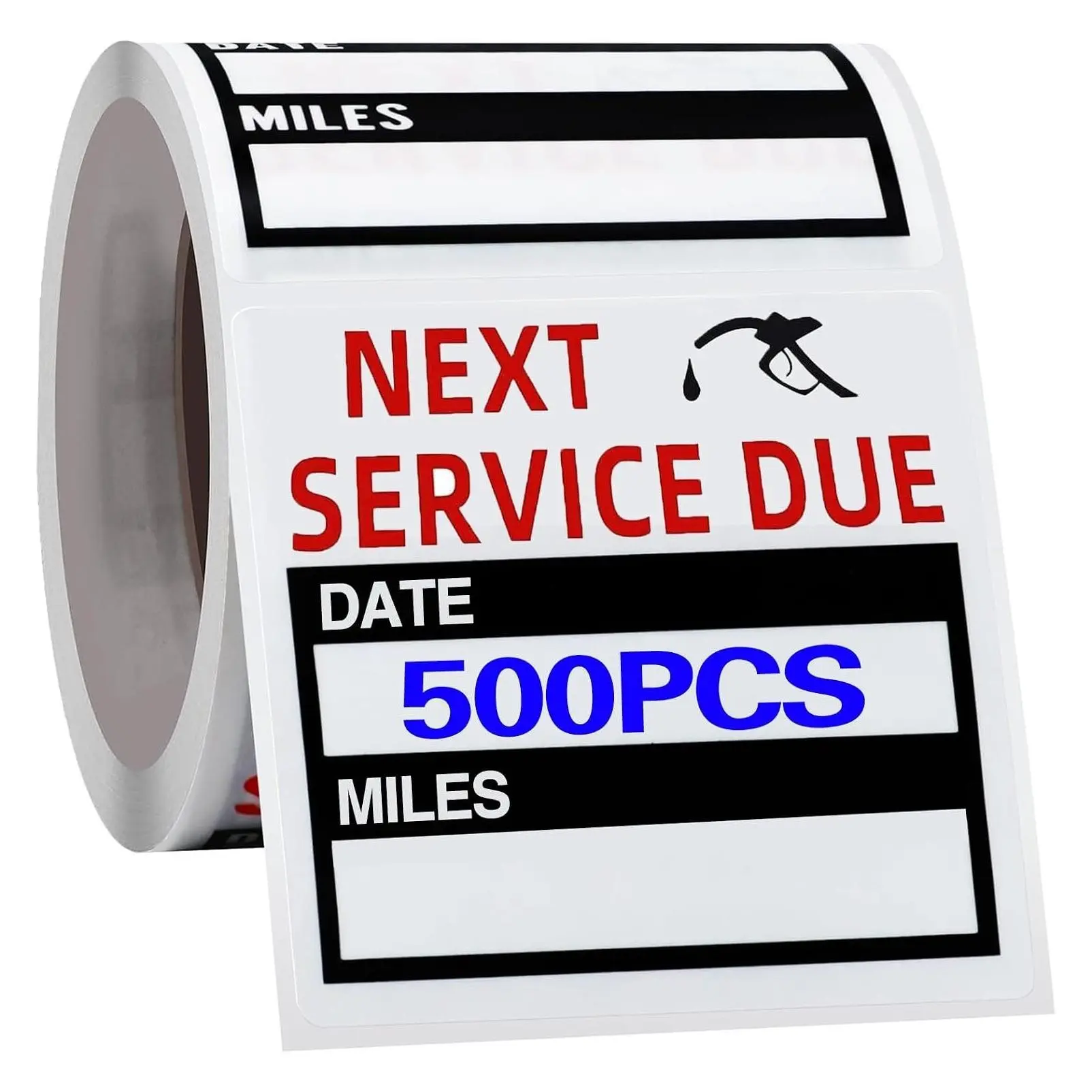 Oil Change Auto Maintenance Service Due Reminder Stickers Labels, 500pcs/Roll, Easy-Peel No Residue, Easy to Write On, 2x2 Inch, BlackGift