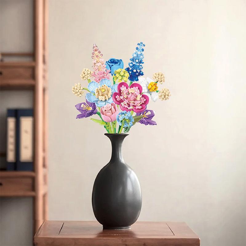 Flower Building Blocks Toy Set, 865pcs/box DIY Flower Bricks Toy Set, Home Decor for Living Room, Bedroom, Office, Decor Home Ideas