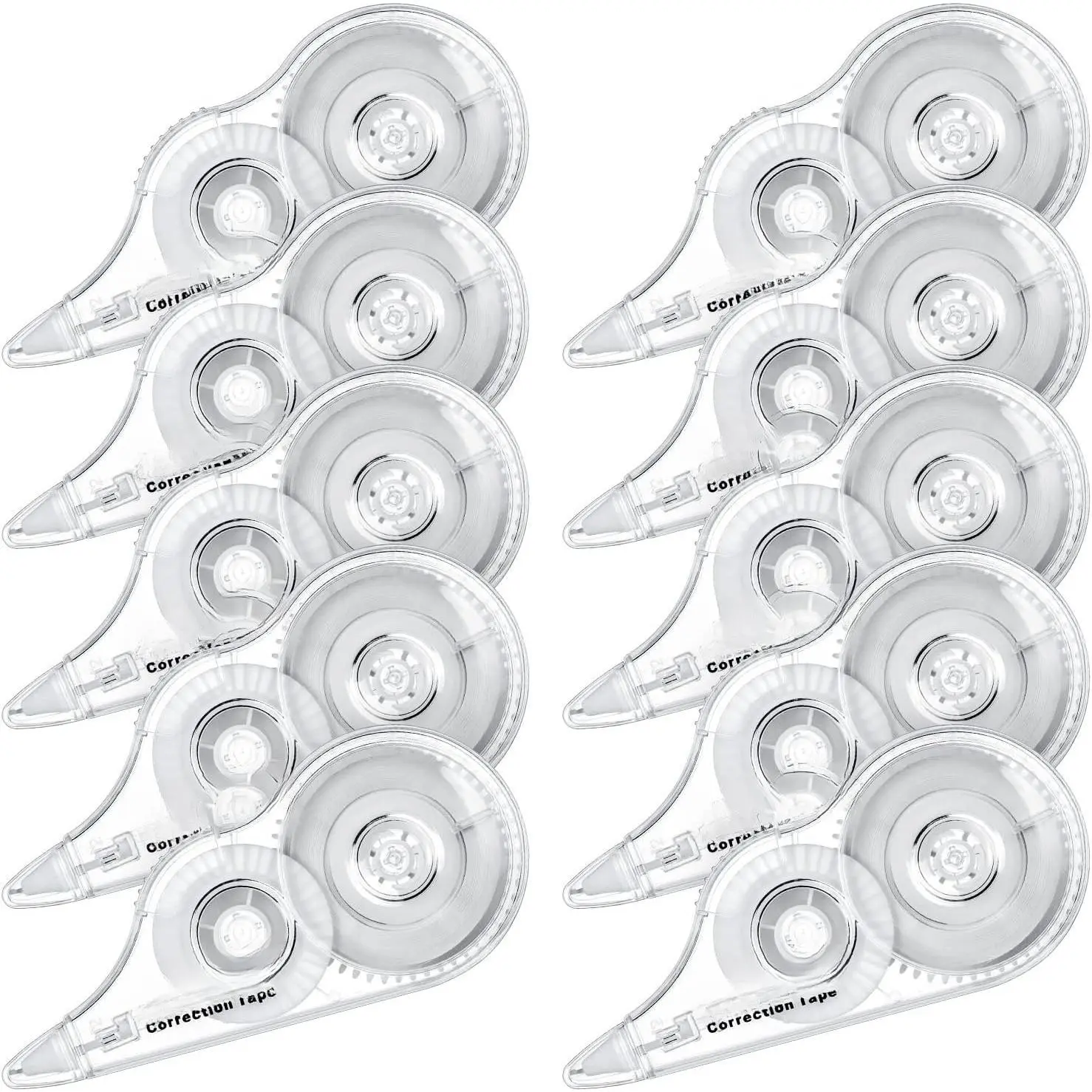 White Correction Tape 10 Pack, Easy Use Roller Applicator,  Dry, Jam Free  Film, Smooth  Corrections for School, Office, ,1/5" X39Ft