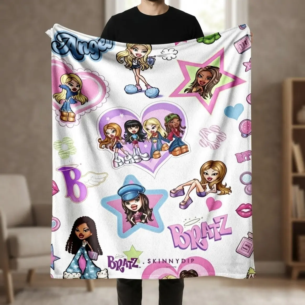 Bratz Girls Style Flannel Blanket For Adults And Kids, Adorable Cartoon Print Soft Cozy Warm Throw Blanket, Anti-Pilling Fleece Blanket For Sofa Couch Bed Decoration, Sleepovers Movie Nights Home Decor Gift Idea