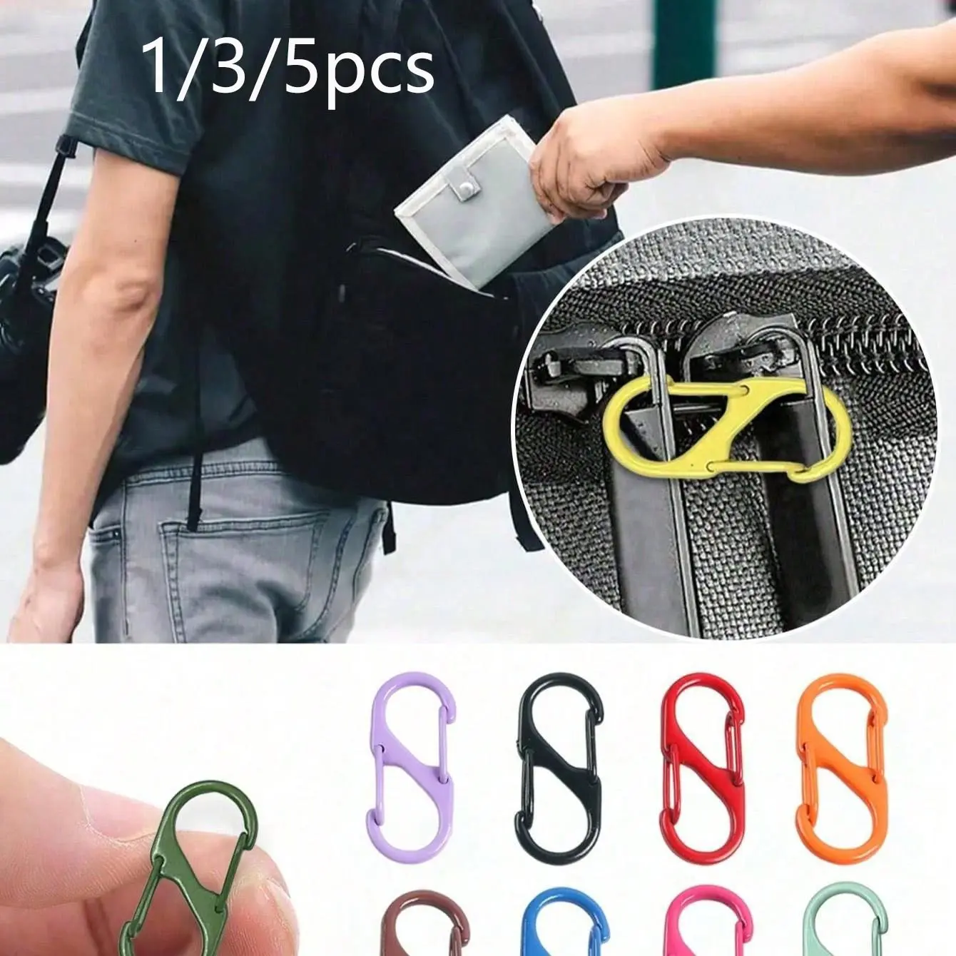 1-5pcs Backpack Zipper Lock Set For Men And Women Easy-Pull Buckle Anti-Theft Alloy Zipper Clip - Backpack Buckle With Two Spring Buckles For Luggage Suitcase Handbags Keys Purse DIY Accessories Travel Essentials Multi-Functional S Buck
